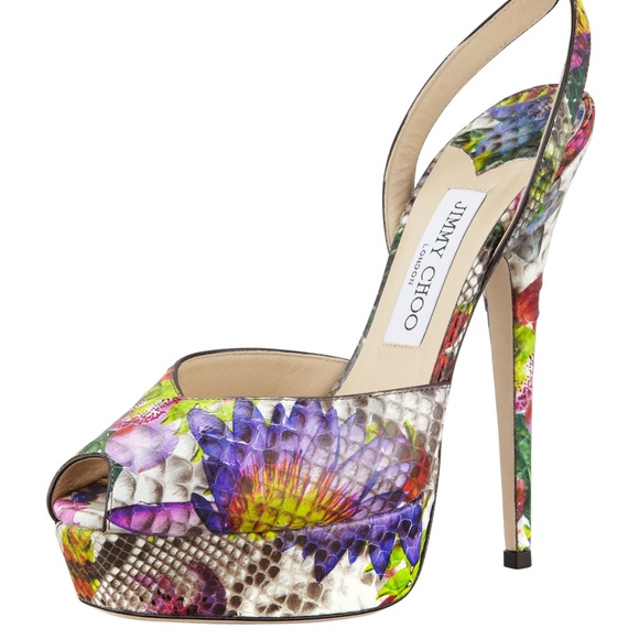 Jimmy Choo Lola Floral Python Platform Pump39 N008 - Picture 8 of 8
